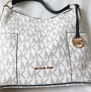 Michael Kors Jetset Leather Purse White & Black